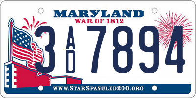 MD license plate 3AD7894