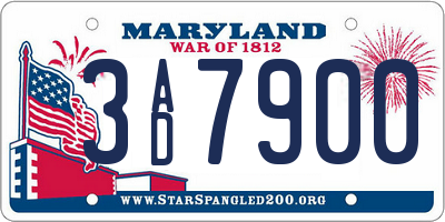 MD license plate 3AD7900