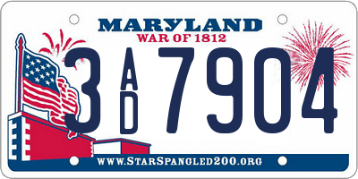 MD license plate 3AD7904