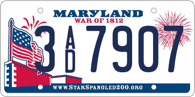 MD license plate 3AD7907