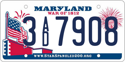 MD license plate 3AD7908