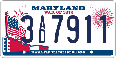 MD license plate 3AD7911