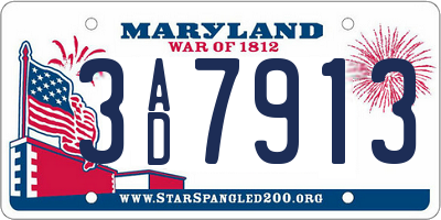 MD license plate 3AD7913