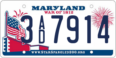 MD license plate 3AD7914