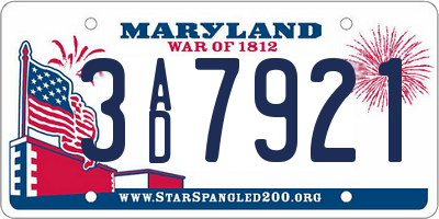 MD license plate 3AD7921