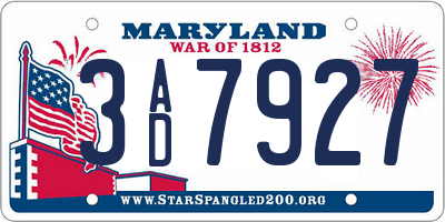 MD license plate 3AD7927