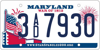 MD license plate 3AD7930