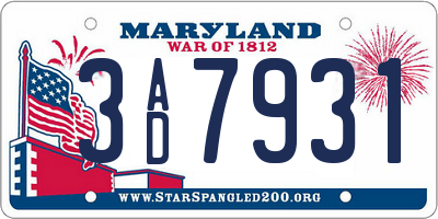 MD license plate 3AD7931