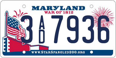 MD license plate 3AD7936