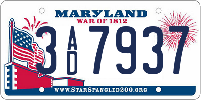 MD license plate 3AD7937