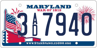 MD license plate 3AD7940