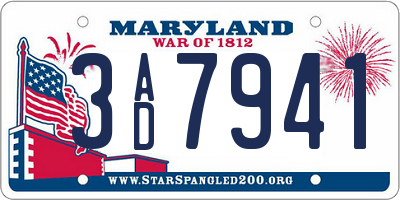 MD license plate 3AD7941