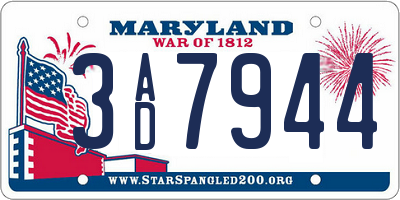 MD license plate 3AD7944