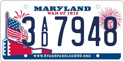 MD license plate 3AD7948