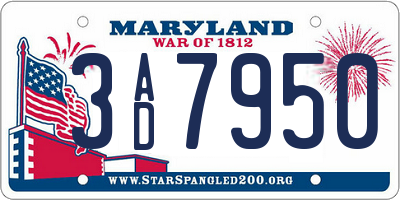 MD license plate 3AD7950