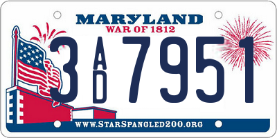 MD license plate 3AD7951