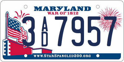 MD license plate 3AD7957