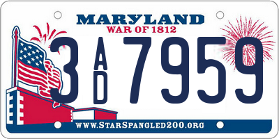 MD license plate 3AD7959