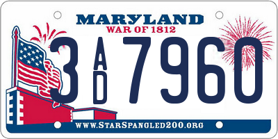 MD license plate 3AD7960