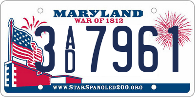 MD license plate 3AD7961