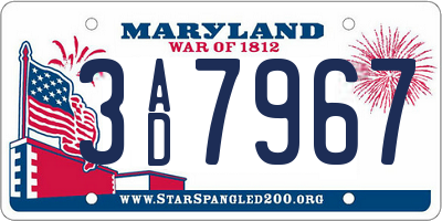 MD license plate 3AD7967