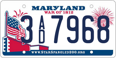 MD license plate 3AD7968