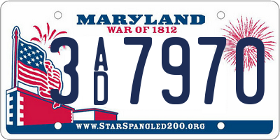 MD license plate 3AD7970