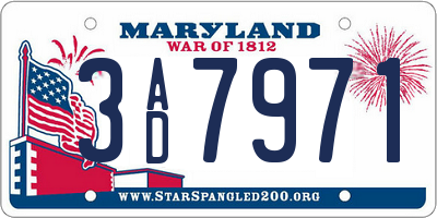 MD license plate 3AD7971