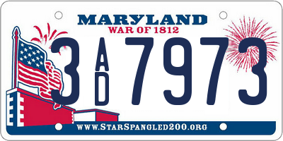 MD license plate 3AD7973