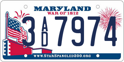 MD license plate 3AD7974