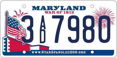 MD license plate 3AD7980