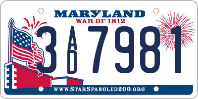 MD license plate 3AD7981