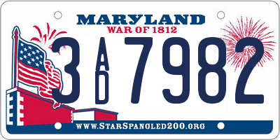 MD license plate 3AD7982