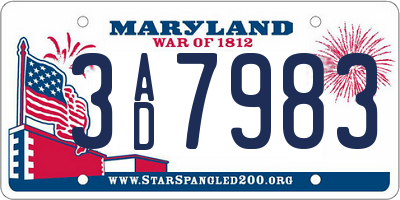 MD license plate 3AD7983