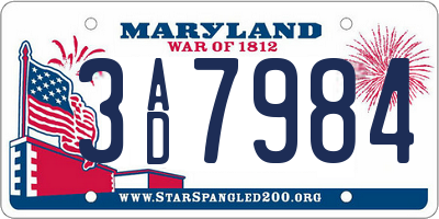 MD license plate 3AD7984