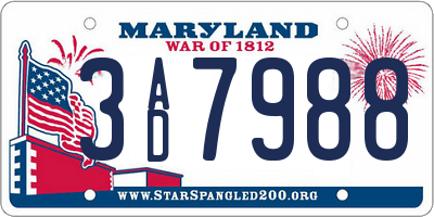 MD license plate 3AD7988