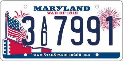 MD license plate 3AD7991