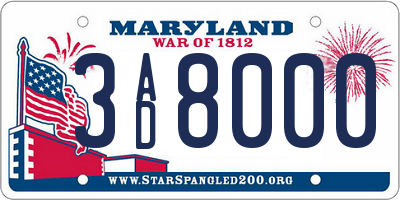 MD license plate 3AD8000