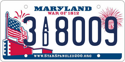 MD license plate 3AD8009