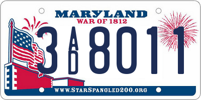 MD license plate 3AD8011