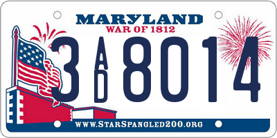 MD license plate 3AD8014