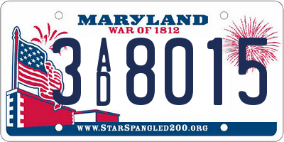 MD license plate 3AD8015