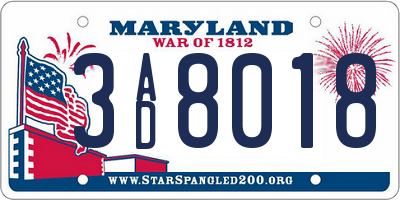 MD license plate 3AD8018