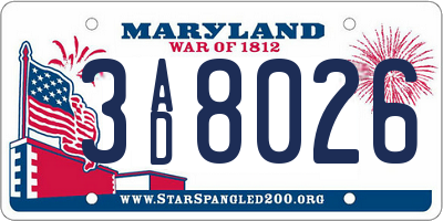 MD license plate 3AD8026