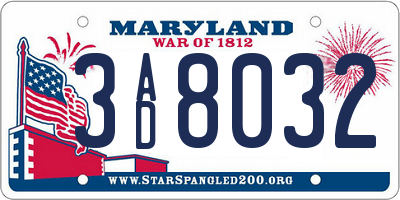 MD license plate 3AD8032