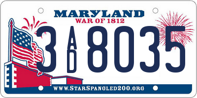 MD license plate 3AD8035