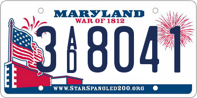 MD license plate 3AD8041