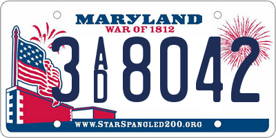 MD license plate 3AD8042