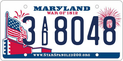 MD license plate 3AD8048