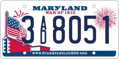 MD license plate 3AD8051